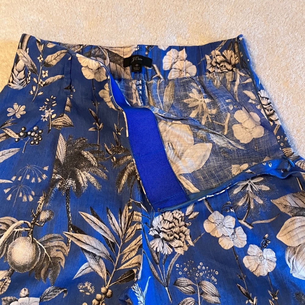 J Crew floral linen wide leg cropped pants - Picture 3 of 8